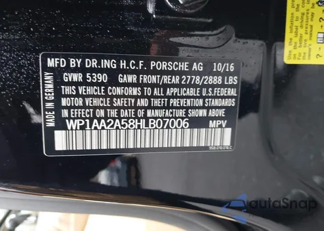 2017 Porsche Macan z USA, uszkodzony, nr VIN WP1AA2A58HLB07006